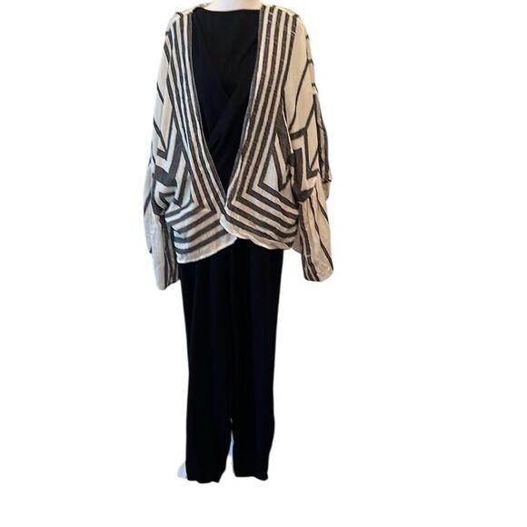 Zara szS black sleeveless faux wrap front elastic waist and ankle jumpsuit GUC - Picture 4 of 9